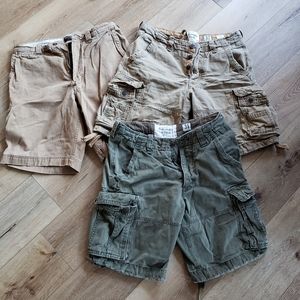 3 pair men's cargo shorts. Fit 32" waist abercrombie